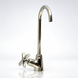 Polished Nickel Cold Water Faucet with Cross Handle, 10-Inch Height