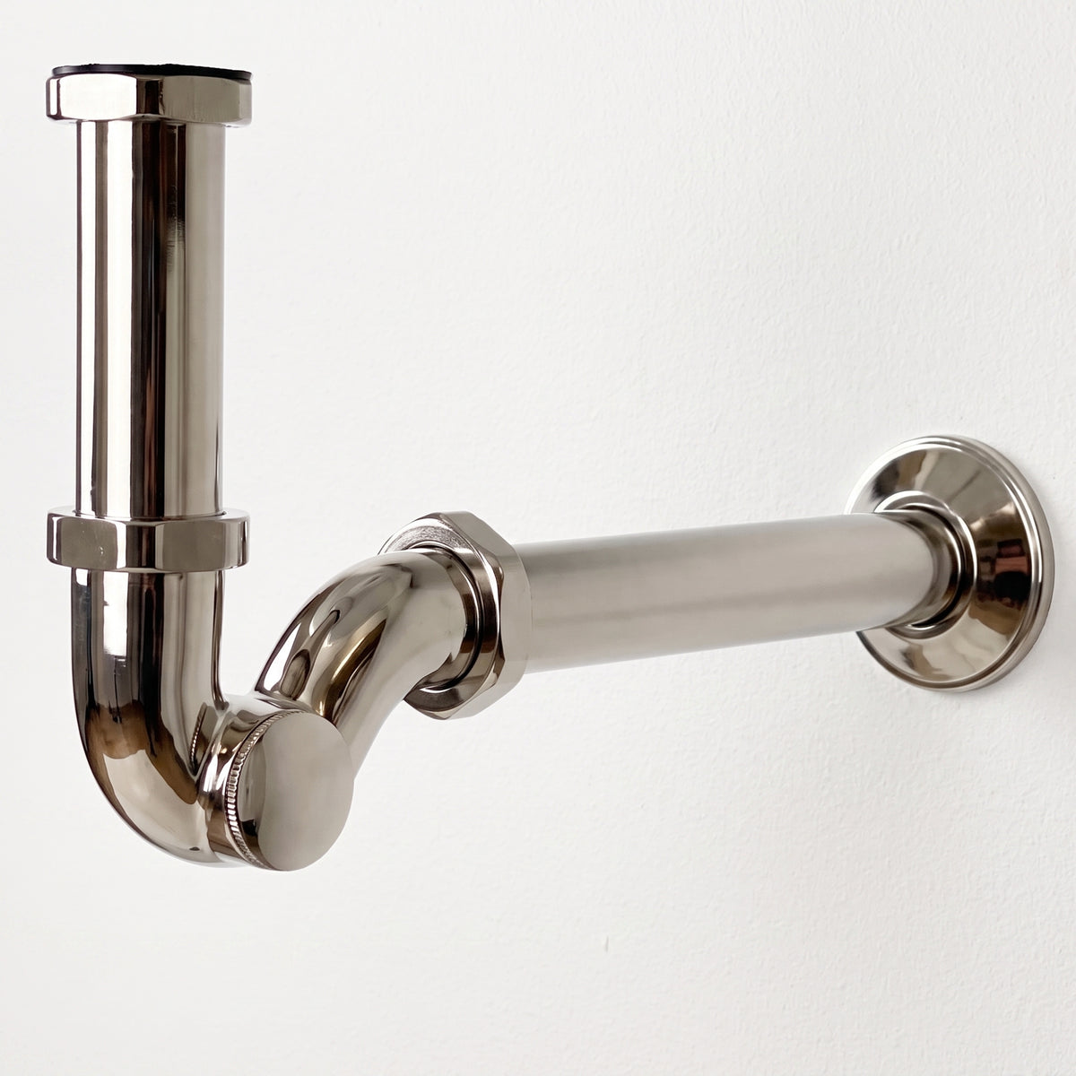 Polished Nickel Drain Pipe with P-Trap
