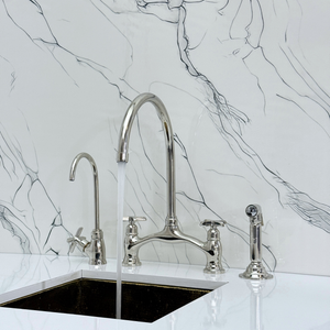 Polished Nickel Bridge Kitchen Faucet with Cross Handles – Ashford – alternate view 5