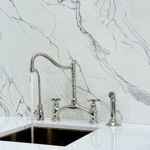 Polished Nickel Victorian Bridge Kitchen Faucet with Cross Handles – Dorchester – alternate view 6