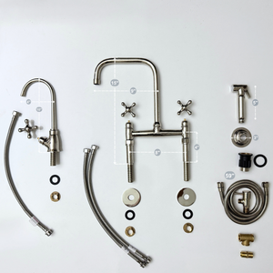 Polished Nickel Classic Bridge Kitchen Faucet with Cross Handles – Grosvenor – alternate view 14