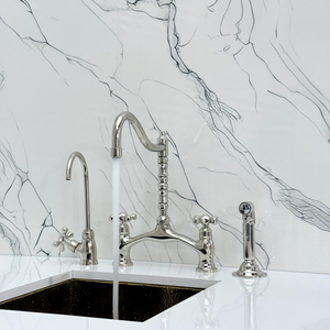 Polished Nickel Victorian Bridge Kitchen Faucet with Cross Handles – Dorchester – alternate view 2
