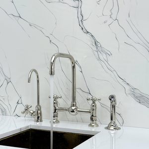Polished Nickel Classic Bridge Kitchen Faucet with Cross Handles – Finsbury – alternate view 2