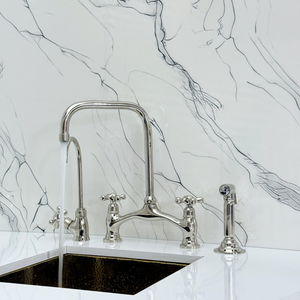Polished Nickel Vintage Bridge Kitchen Faucet with Cross Handles – Ellington – alternate view 3