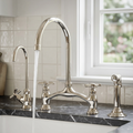 Polished Nickel Bridge Kitchen Faucet with Cross Handles – Beaumont