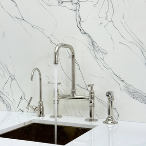 Polished Nickel Classic Bridge Kitchen Faucet with Lever Handles – Grosvenor – alternate view 5