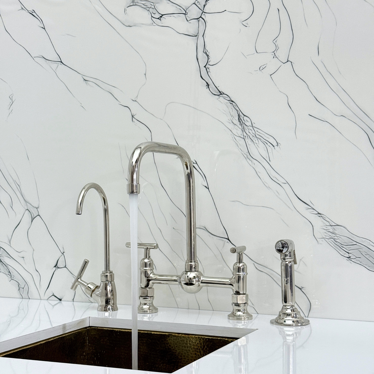 Polished Nickel Classic Bridge Kitchen Faucet with Lever Handles – Finsbury – alternate view 5