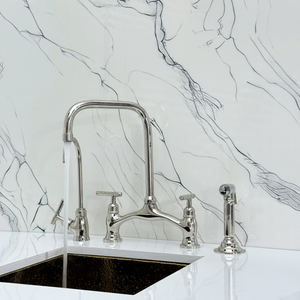 Polished Nickel Vintage Bridge Kitchen Faucet with Lever Handles – Ellington – alternate view 6