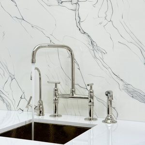 Polished Nickel Classic Bridge Kitchen Faucet with Lever Handles – Grosvenor – alternate view 6