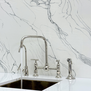 Polished Nickel Classic Bridge Kitchen Faucet with Lever Handles – Finsbury – alternate view 6