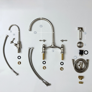 Polished Nickel Bridge Kitchen Faucet with Lever Handles – Ashford – alternate view 15