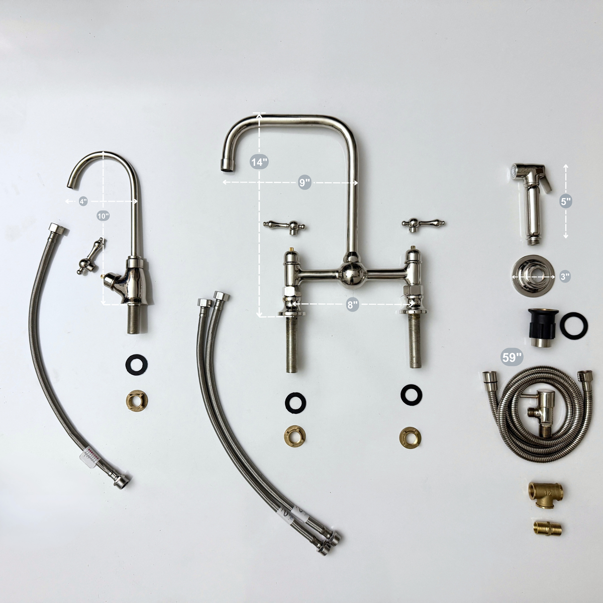 Polished Nickel Classic Bridge Kitchen Faucet with Lever Handles – Finsbury – alternate view 14