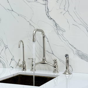 Polished Nickel Vintage Bridge Kitchen Faucet with Lever Handles – Ellington – alternate view 2