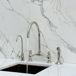 Polished Nickel Bridge Kitchen Faucet with Lever Handles – Ashford – alternate view 3