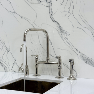 Polished Nickel Classic Bridge Kitchen Faucet with Lever Handles – Grosvenor – alternate view 3