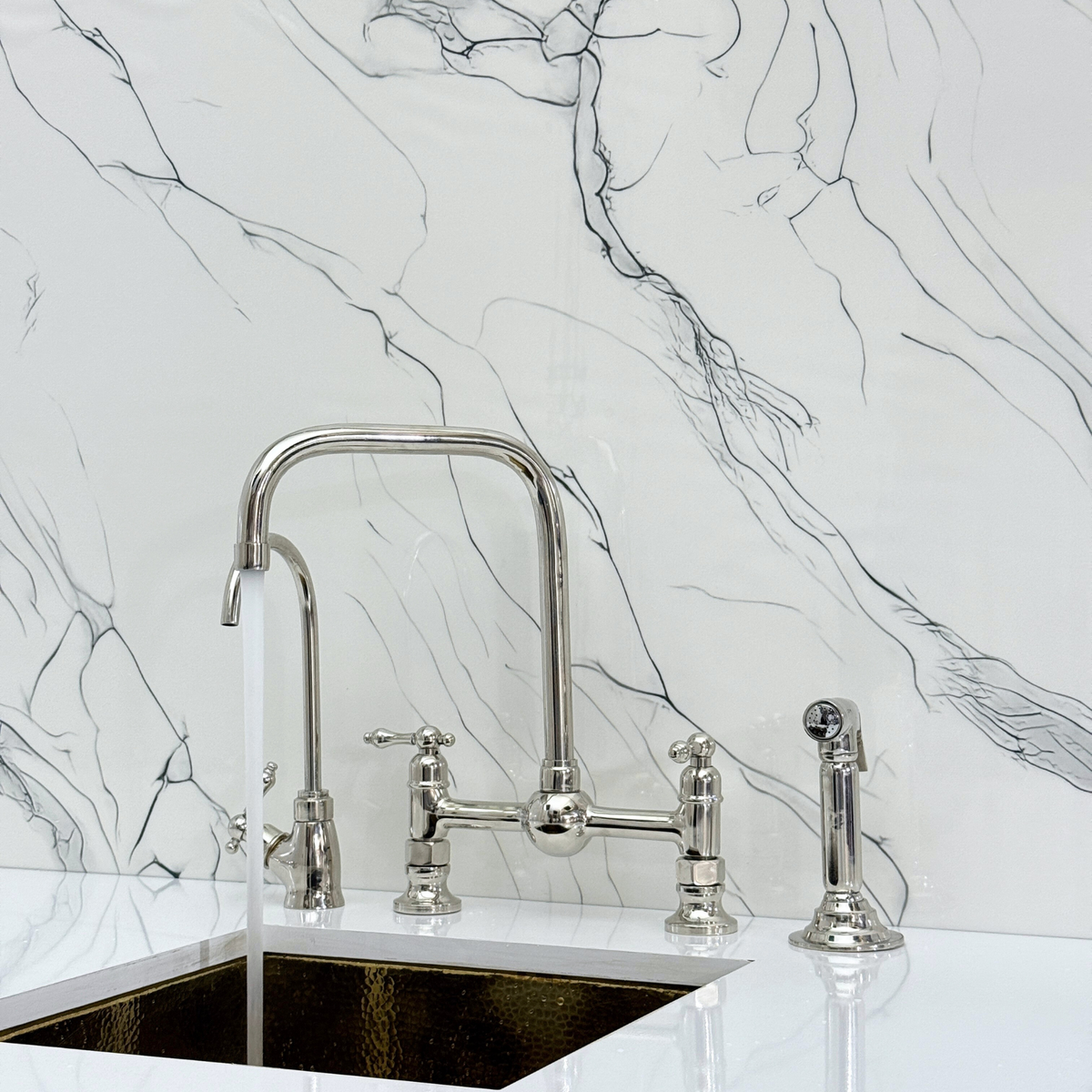 Polished Nickel Classic Bridge Kitchen Faucet with Lever Handles – Finsbury – alternate view 3