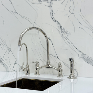 Polished Nickel Bridge Kitchen Faucet with Lever Handles – Ashford – alternate view 4