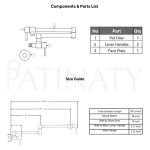 Polished Nickel Wall-Mount Pot Filler