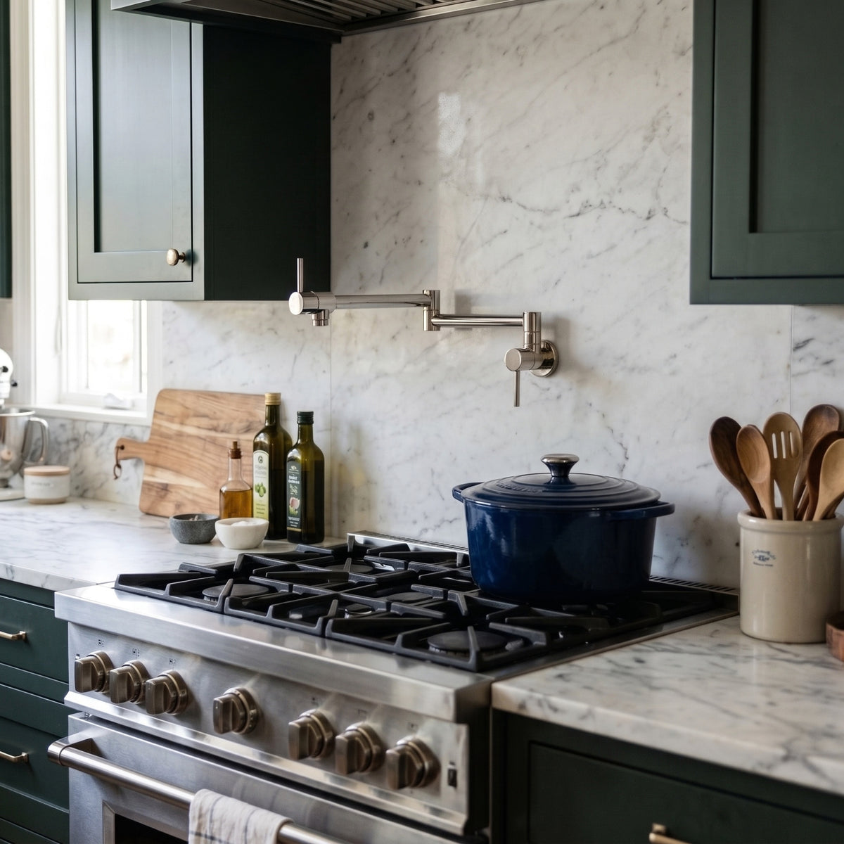 Polished Nickel Wall-Mount Pot Filler