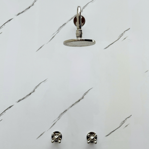 Polished Nickel Adjustable Flat Round Rain Shower System — Straight arm (PNCSS-004) — detail view 5