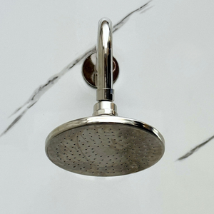 Polished Nickel Adjustable Flat Round Rain Shower System — Straight arm (PNCSS-004) — detail view 6