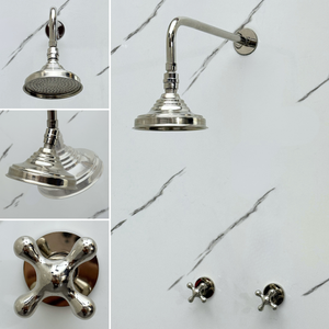 Polished Nickel Adjustable Round Rain Shower System — Straight arm (PNCSS-005) — detail view 4