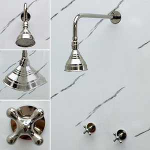 Polished Nickel Adjustable Round Rain Shower System — Straight arm (PNCSS-006) — detail view 3