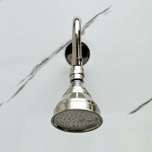 Polished Nickel Adjustable Round Rain Shower System — Straight arm (PNCSS-006) — detail view 6