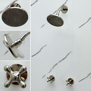 Polished Nickel Adjustable Flat Round Rain Shower System — Short arm (PNCSS-007) — detail view 3