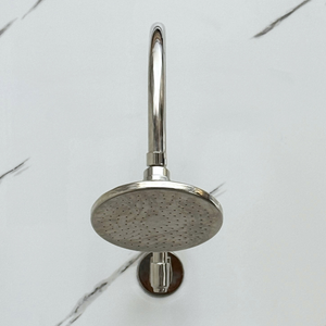 Polished Nickel Flat Round Rain Shower System — Arcuate arm (PNCSS-001) — detail view 6
