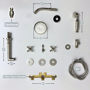 Polished Nickel Adjustable Round Rain Shower System with Handheld & Tub Filler — Short arm (PNCSS-021) — detail view 15