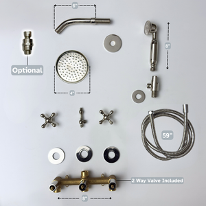 Polished Nickel Round Rain Shower System with Handheld — Short arm (PNCSS-020) — detail view 13