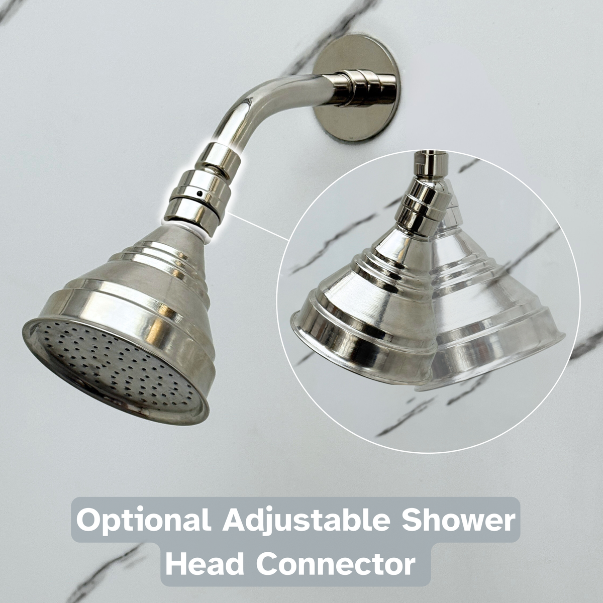 Polished Nickel Round Rain Shower System with Handheld — Short arm (PNCSS-020) — detail view 7