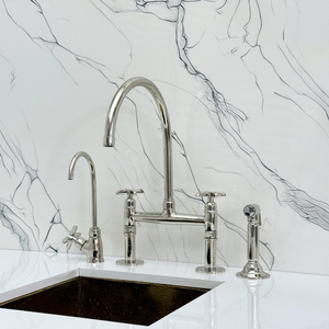 Polished Nickel Bridge Kitchen Faucet with Cross Handles – Regent – alternate view 3