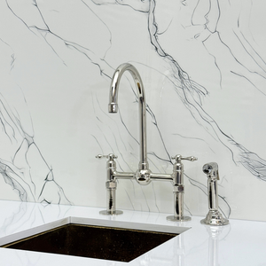 Polished Nickel Bridge Kitchen Faucet with Lever Handles – Harrington – alternate view 11