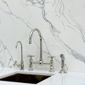 Polished Nickel Bridge Kitchen Faucet with Cross Handles – Lancaster