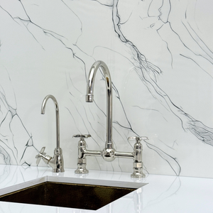 Polished Nickel Bridge Kitchen Faucet with Cross Handles – Lancaster – alternate view 10