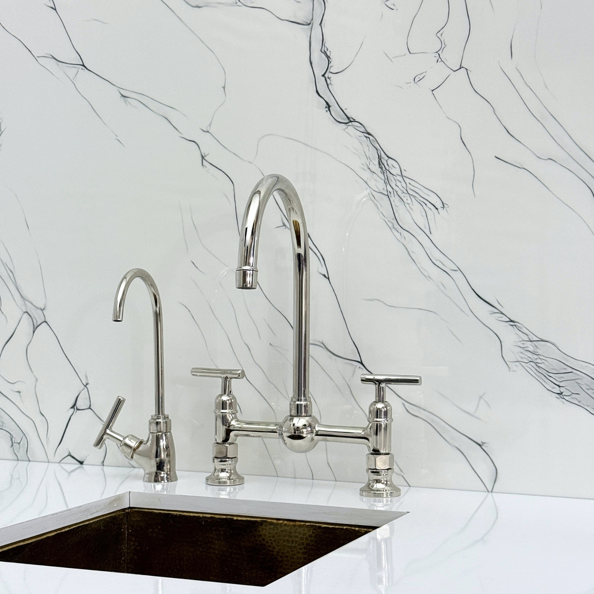 Polished Nickel Bridge Kitchen Faucet with Lever Handles – Lancaster – alternate view 10