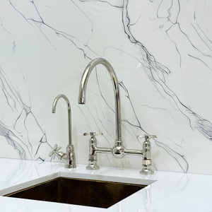 Polished Nickel Vintage Bridge Kitchen Faucet with Cross Handles – Somerset – alternate view 8