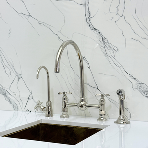 Polished Nickel Vintage Bridge Kitchen Faucet with Cross Handles – Somerset – alternate view 3