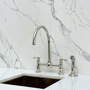 Polished Nickel Vintage Bridge Kitchen Faucet with Lever Handles – Somerset – alternate view 7