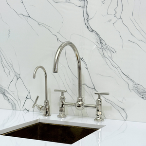 Polished Nickel Vintage Bridge Kitchen Faucet with Lever Handles – Somerset – alternate view 9