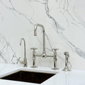 Polished Nickel Classic Bridge Kitchen Faucet with Cross Handles – Kensington