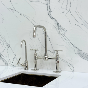 Polished Nickel Classic Bridge Kitchen Faucet with Lever Handles – Kensington – alternate view 10