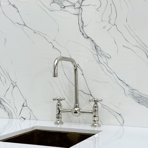 Polished Nickel Classic Bridge Kitchen Faucet with Cross Handles – Finsbury – alternate view 7