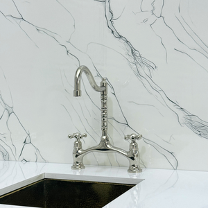 Polished Nickel Victorian Bridge Kitchen Faucet with Cross Handles – Dorchester – alternate view 7