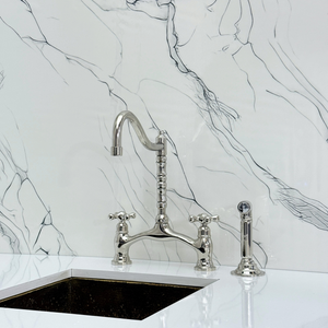 Polished Nickel Victorian Bridge Kitchen Faucet with Cross Handles – Dorchester – alternate view 11