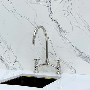 Polished Nickel Bridge Kitchen Faucet with Cross Handles – Ashford – alternate view 8