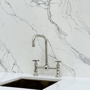 Polished Nickel Classic Bridge Kitchen Faucet with Cross Handles – Finsbury – alternate view 8