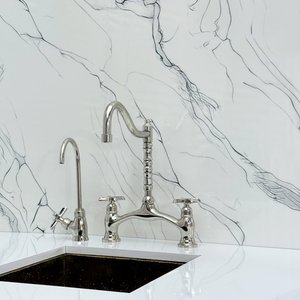 Polished Nickel Victorian Bridge Kitchen Faucet with Cross Handles – Dorchester – alternate view 10